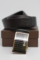 Crest Logo Brown and Gold Belt