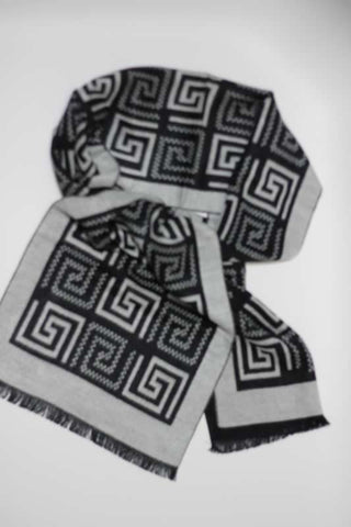 Scarves - Grey Greek Key Pattern