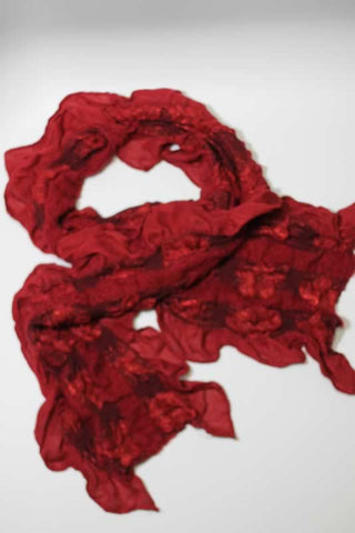 Scarf - Pashmere Ruffled - Red